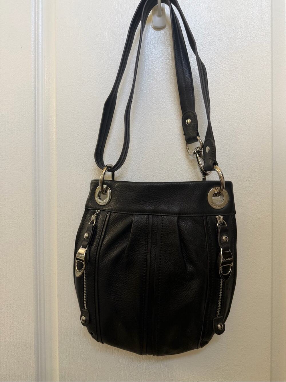 B. Makowsky Durango black leather convertible bag